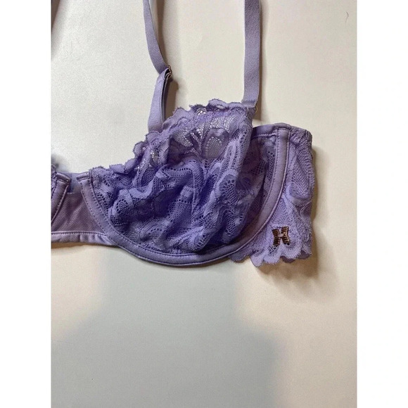 Savage X Fenty Unlined Lingerie Bralette Lavender Purple Lace Size 36C - Picture 2 of 8
